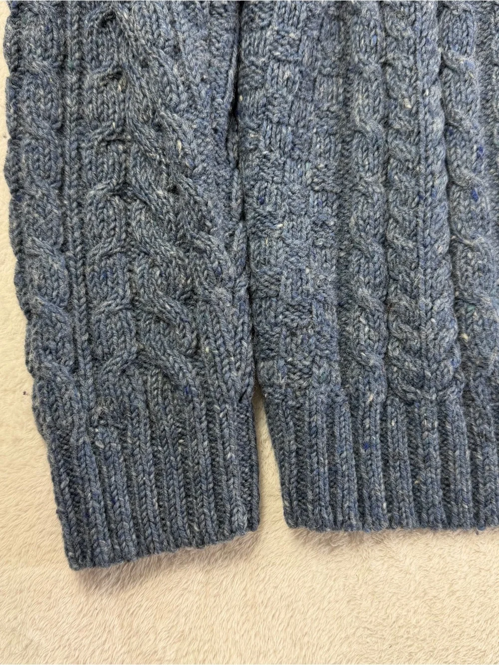 L.L.Bean Irish Aran Fisherman Cable Knit Wool Sweater Men’s M Heavyweight Henley
